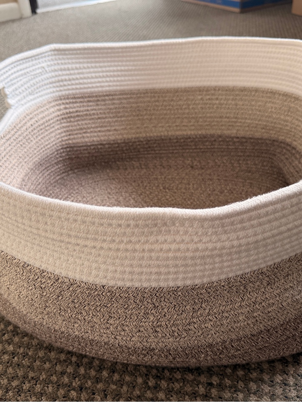Neutral Two-Tone Woven Storage Basket – Brand: